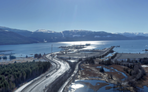 Looking south to material offloading facility and terminal haul roadmofterminal 2021 03 09